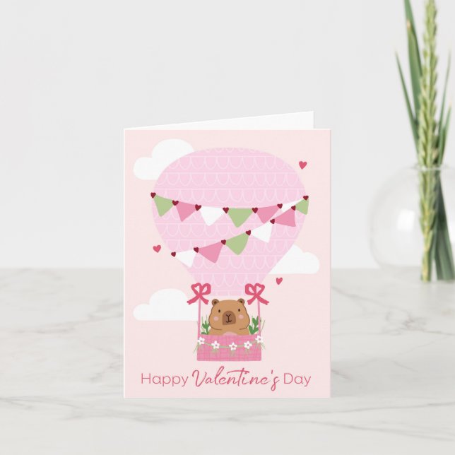 Cute Capybara Valentine Greeting Card (Front)