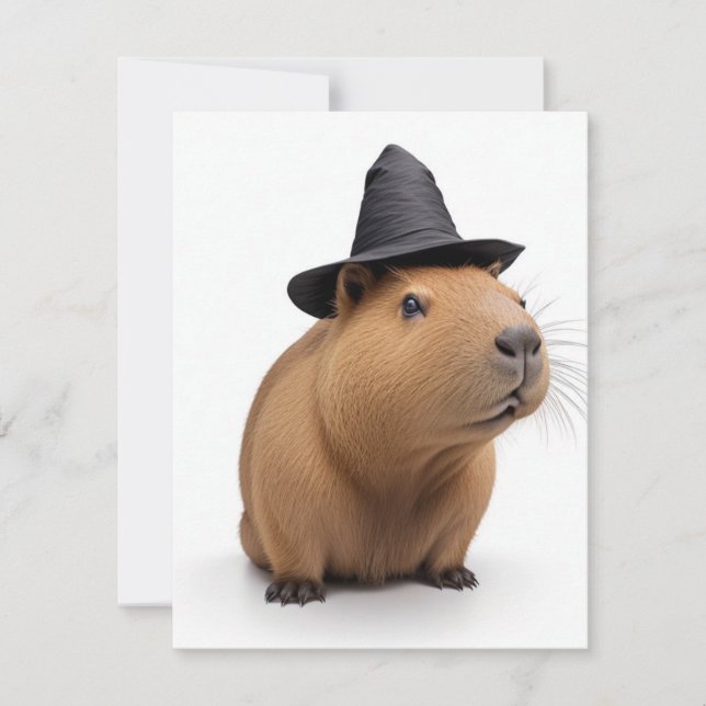 Cute Capybara Witch Holiday Card (Front)