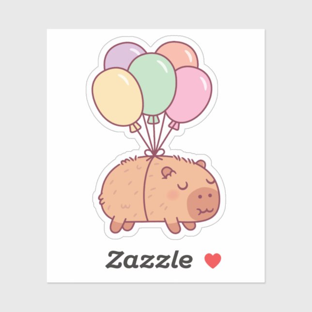 Cute Capybara With Balloons Sticker (Sheet)