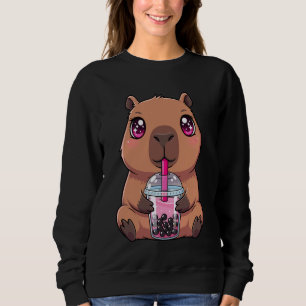 Cute Capybara with Boba Bubble Tea Sweatshirt