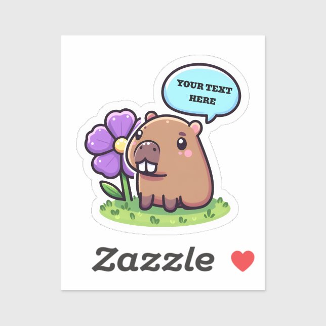 Cute capybara with flower sticker (Sheet)