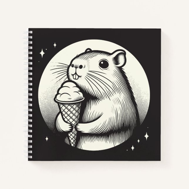 Cute Capybara with Ice Cream Code Kawaii  Notebook (Front)