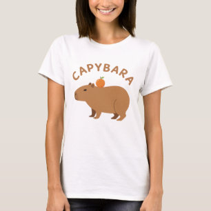 Cute Capybara With Orange On Head Minimalist Meme T-Shirt