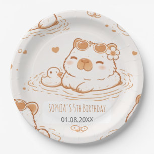 Cute Capybara With Sunglasses Kids Birthday Party Paper Plates