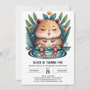 Cute Capybara Wonderland Birthday invitation