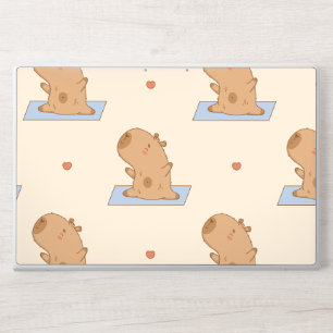 Cute Capybara Yoga Pattern, Whimsical Cartoon Anim HP Laptop Skin