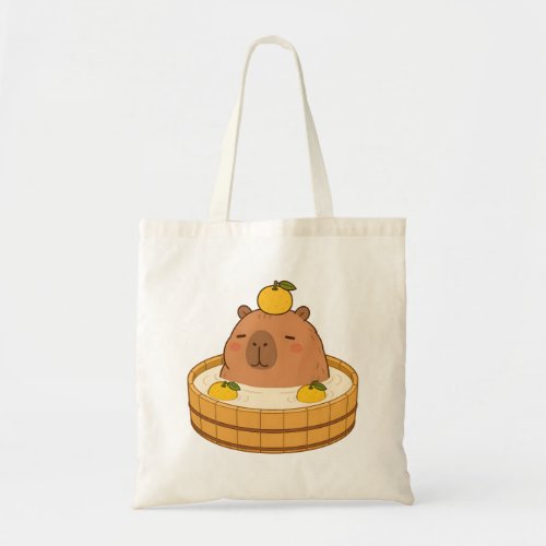 Cute Capybara Yuzu Bath Onsen Kawaii Tote Bag
