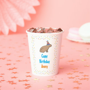 Cute Capybaras Colorful Kids Rainforest Birthday Paper Cups