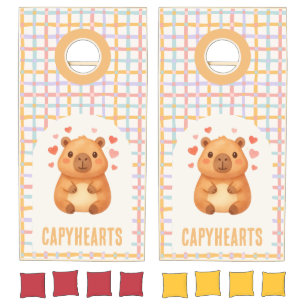 Cute CAPYHEARTS Capybara Cornhole Set