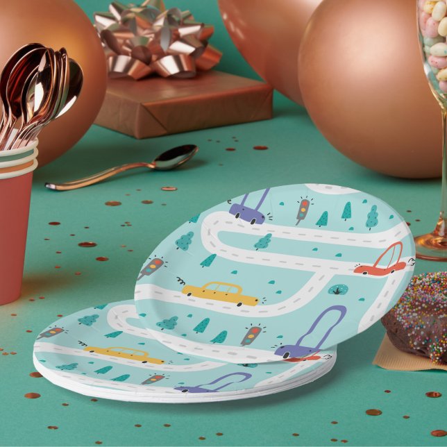 Cute Car Boy Birthday Party Paper Plates (Creator Uploaded)
