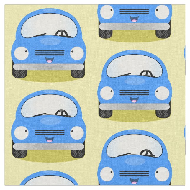 Cute car cartoon pattern fabric (Close Up)