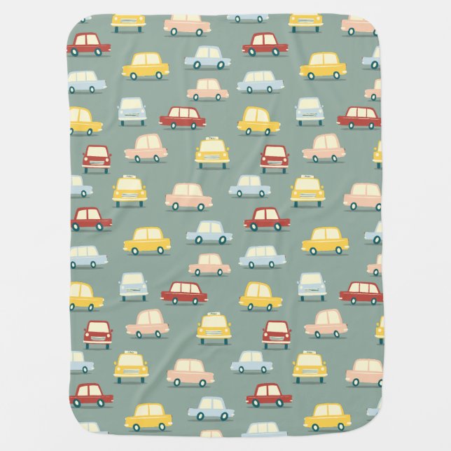 Cute Car Sage Green Pattern Baby Blanket (Front)