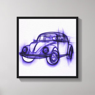Cute Car Sketch in Purple Canvas Print