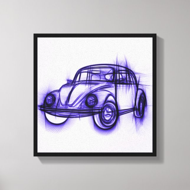 Cute Car Sketch in Purple Canvas Print (Front)