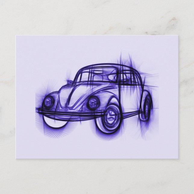 Cute Car Sketch in Purple Postcard (Front)