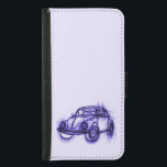 Cute Car Sketch in Purple Wallet Phone Case For Samsung Galaxy S5<br><div class="desc">A sketch drawing of a car with purple tones. Looks like a designers early rendition of a prototype.</div>