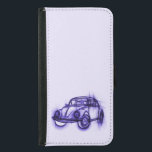 Cute Car Sketch in Purple Wallet Phone Case For Samsung Galaxy S5<br><div class="desc">A sketch drawing of a car with purple tones. Looks like a designers early rendition of a prototype.</div>