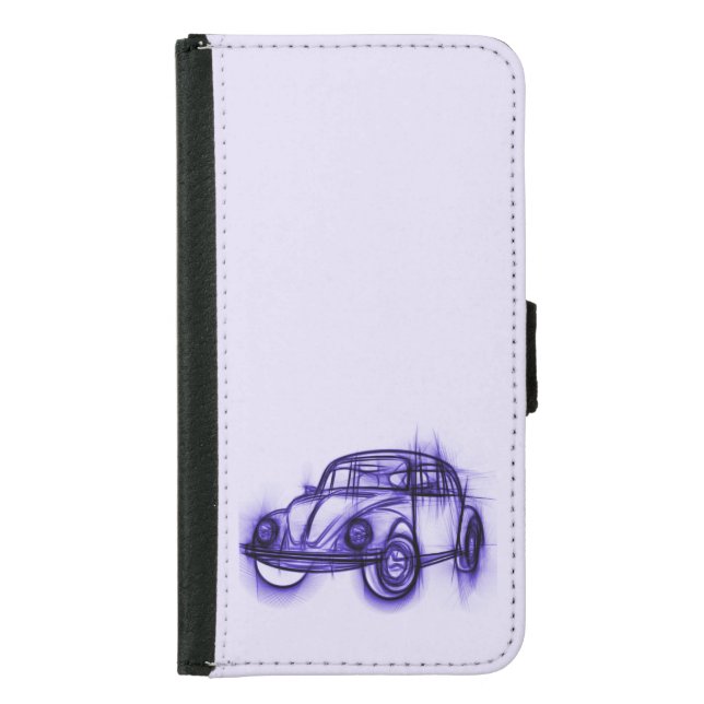 Cute Car Sketch in Purple Samsung Galaxy Wallet Case (Front)
