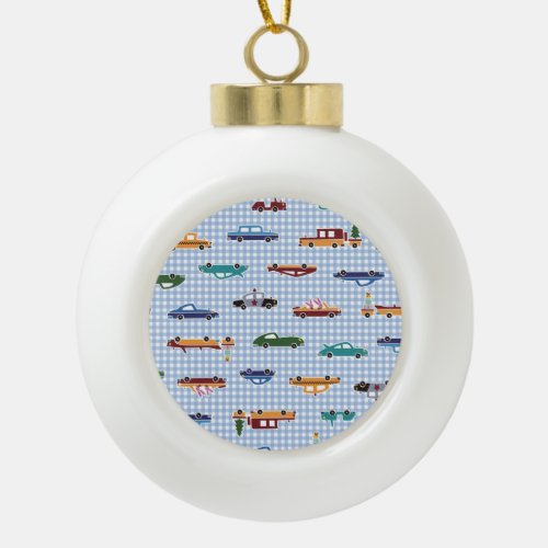 Cute Car Sketch Simple Seamless Ceramic Ball Christmas Ornament