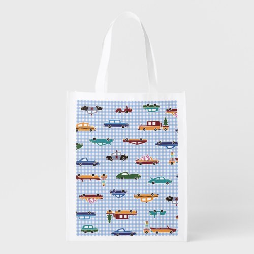 Cute Car Sketch Simple Seamless Grocery Bag