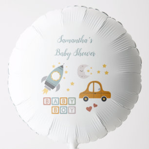 Cute Car Toy Pattern with Name Boy Baby Shower Balloon