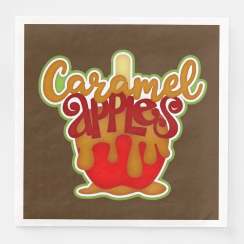 Cute Caramel apples party Paper Dinner Napkins