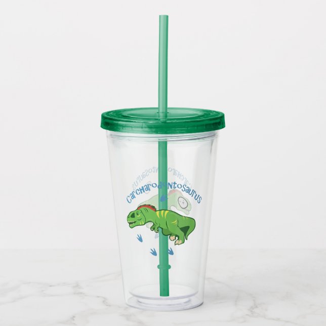 Cute Carcharodontosaurus Acrylic Tumbler (Front)