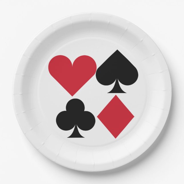 Cute card suit gambling party paper plate (Front)