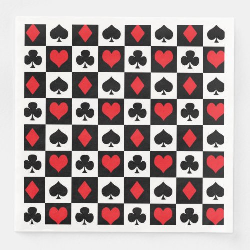 Cute card suit pattern casino party gambling paper dinner napkins