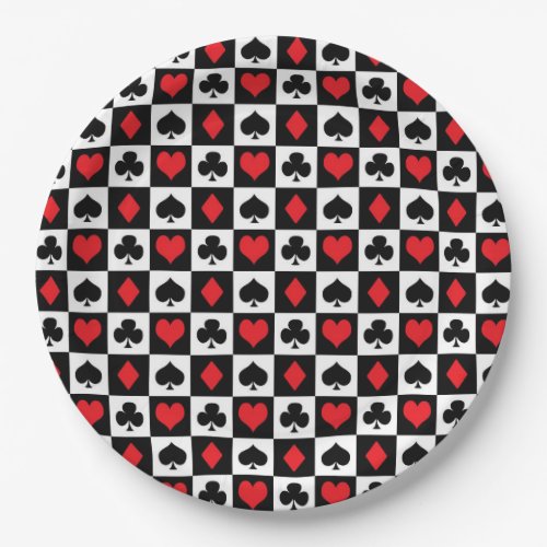 Cute card suit pattern casino party gambling paper plates