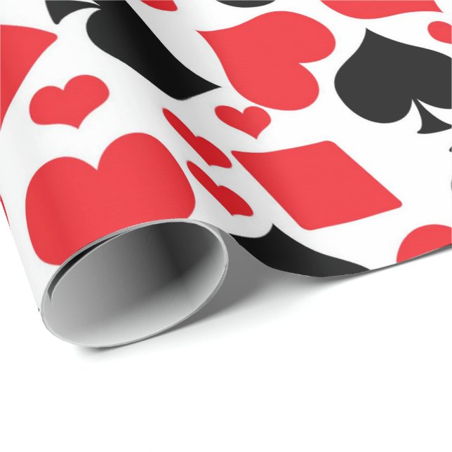 Cute card suit pattern casino party gambling wrapping paper (Roll Corner)