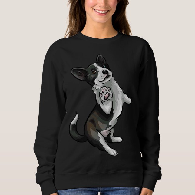 Cute Cardigan Welsh Corgi Black And White Brindle Sweatshirt (Front)