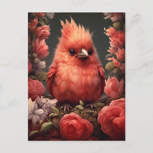 Cute Cardinal Bird _ Whimsical Painting Postcard