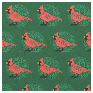 Cute Cardinal Christmas Fabric