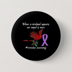Cute Cardinal Purples Ribbon Overdose Awareness An Button