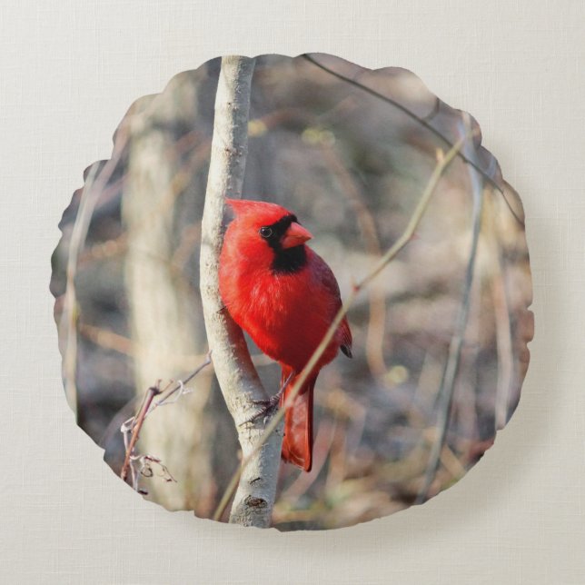 Cute Cardinal Round Pillow (Front)