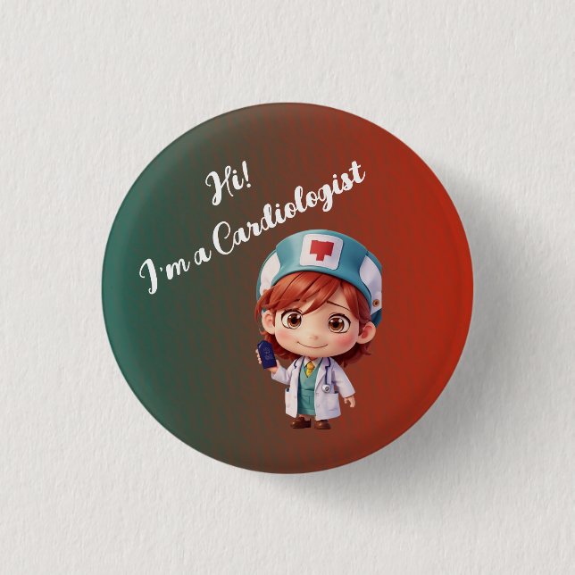 Cute Cardiologist Badge Button (Front)