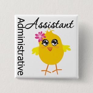 Cute Career Chick Administrative Assistant Button