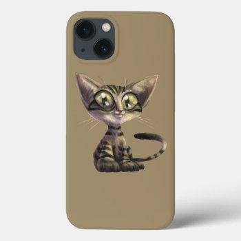 Cute Caricature Cat Iphone 13 Case by FantasyCases at Zazzle