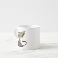 Cute Caricature Cat Espresso Cup, Zazzle