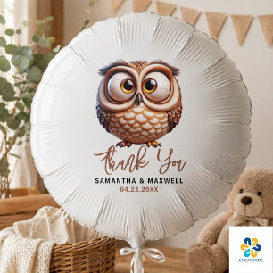 Cute Caricature Owl Baby Boy Shower Balloon