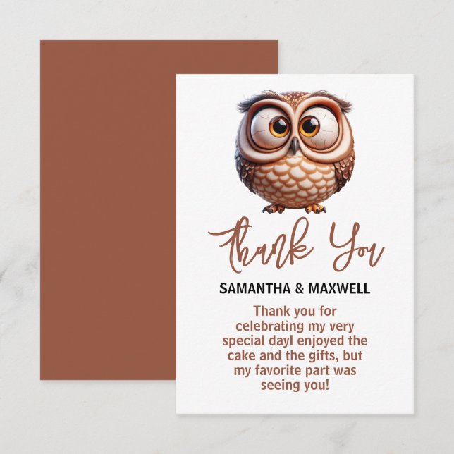 Cute Caricature Owl Baby Boy Shower Enclosure Card (Front/Back)