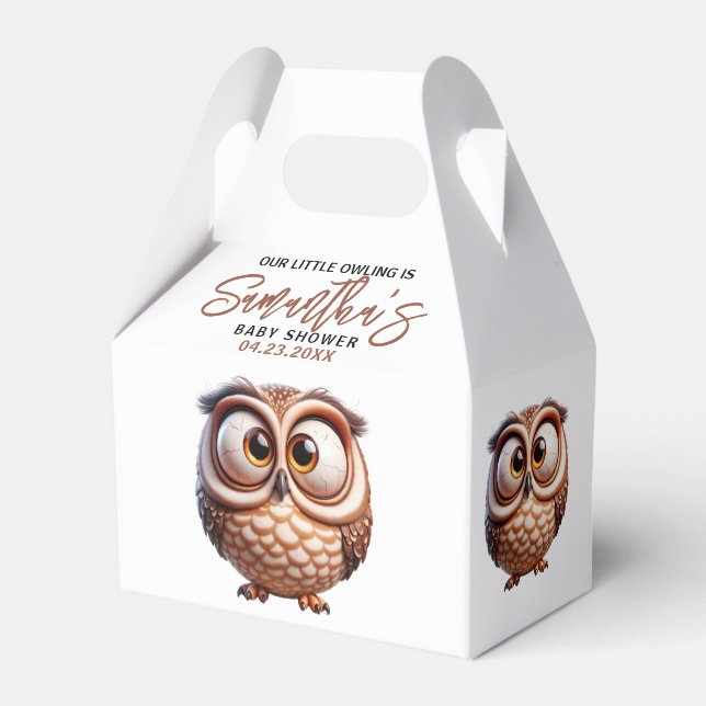  Cute Caricature Owl Baby Boy Shower Favor Boxes (Back Side)