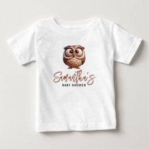 Cute Caricature Owl Baby Boy Shower T-Shirt