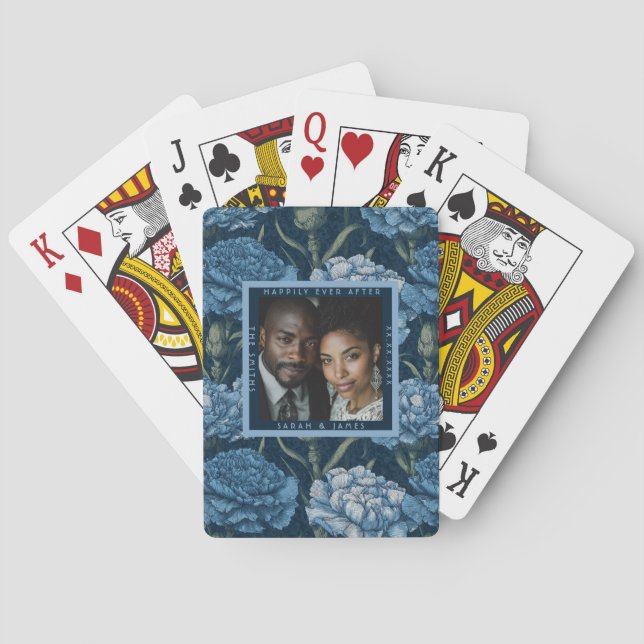 Cute Carnation Charm Modern Wedding Poker Cards (Back)