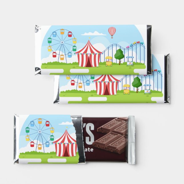 cute carnival Birthday thank you  Hershey Bar Favors (Front)
