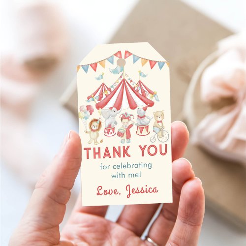 Cute Carnival Circus  Animals Birthday Thank You Gift Tags