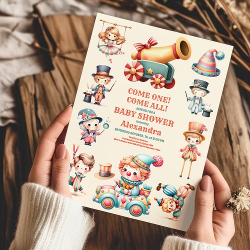 Cute Carnival Circus Baby Shower Invitation