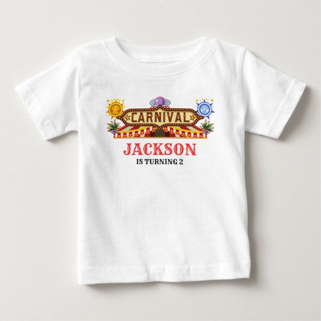 Cute Carnival Circus Birthday Baby T-Shirt (Front)