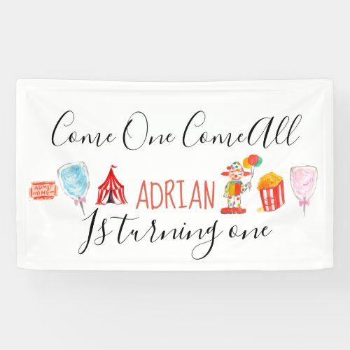 Cute carnival circus birthday party banner